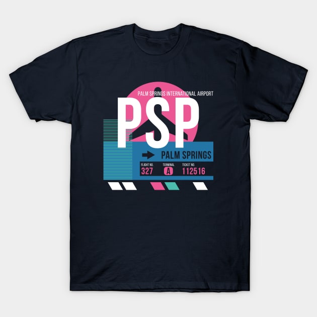 Palm Springs (PSP) Airport Code Baggage Tag A T-Shirt by SLAG_Creative